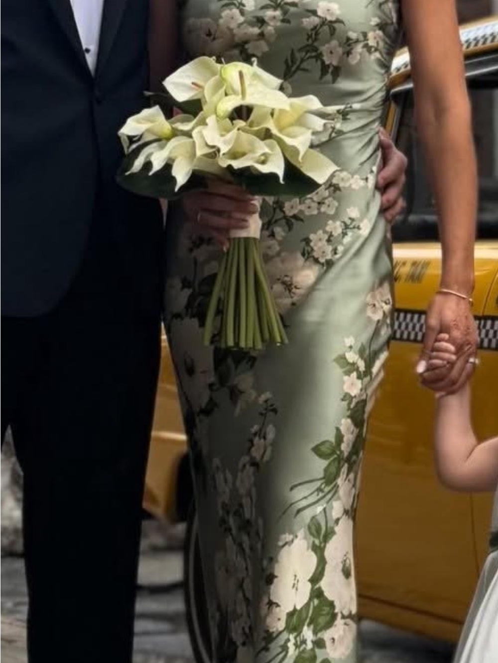 Reformation Anaiis Sage Green Floral Satin Cowl Maxi Dress in Tarragon - Picture 6 of 7